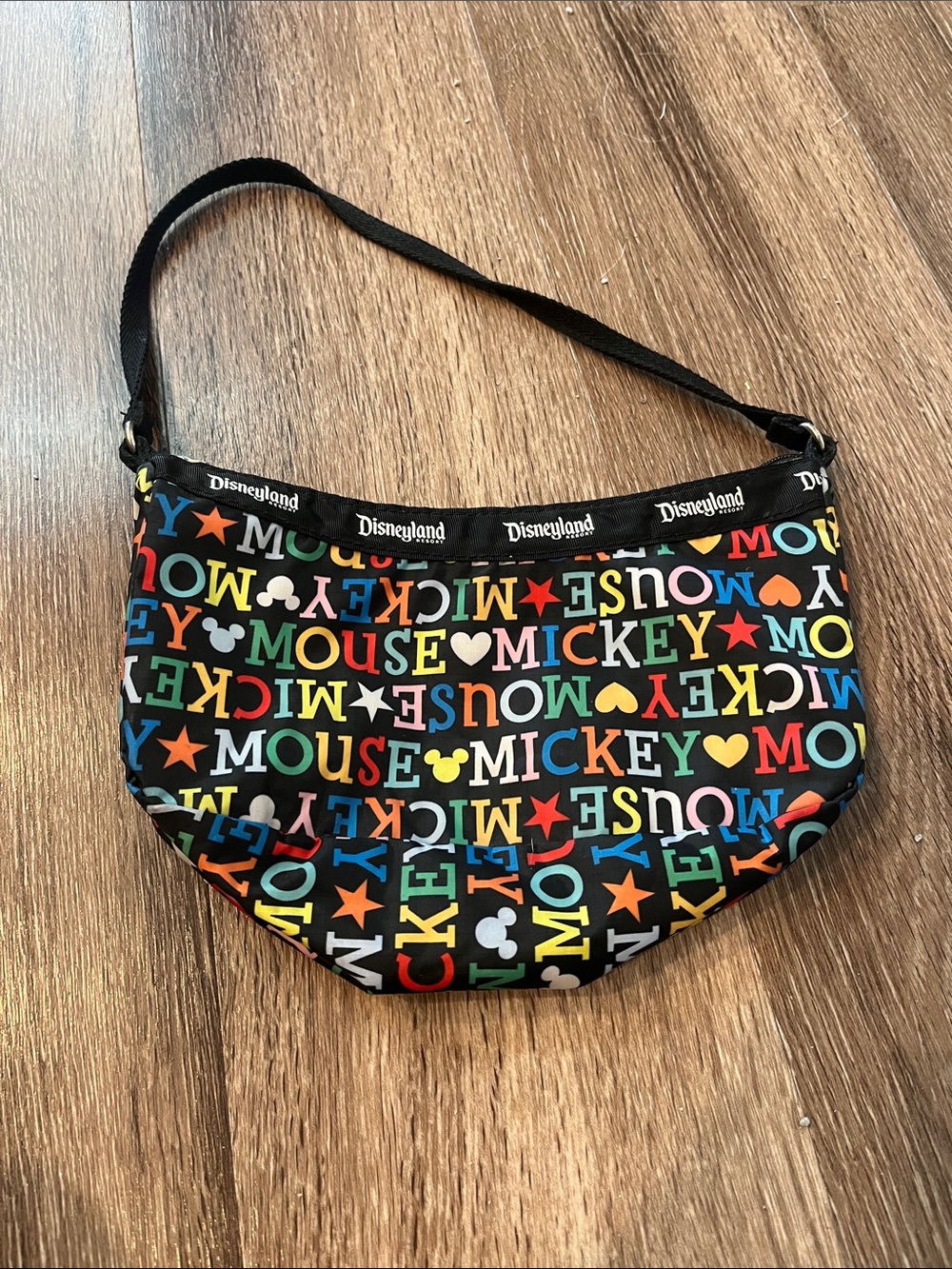 Vintage Disneyland Resort Multicolor Mickey Letter Shoulder Bag - Black